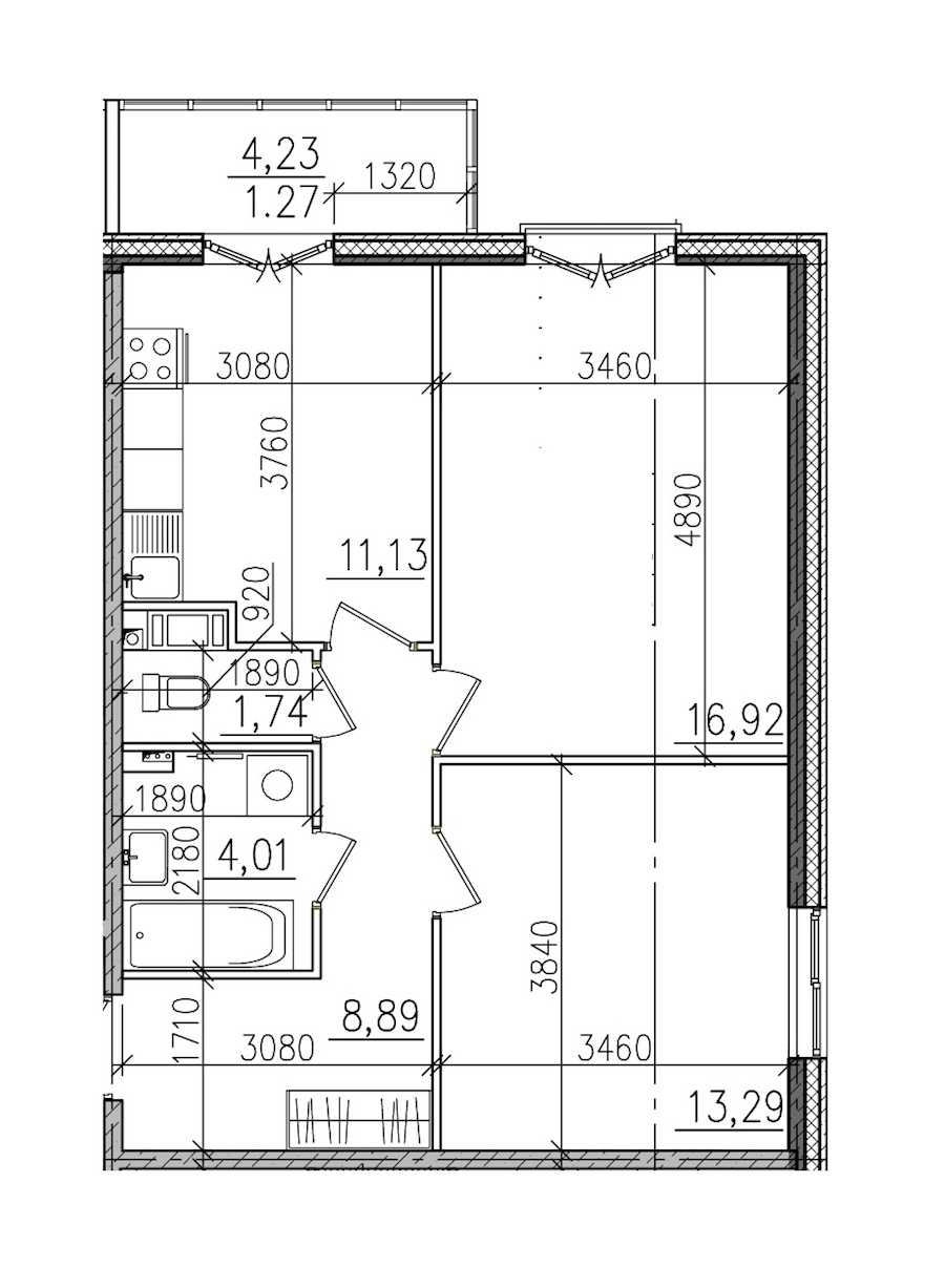Двухкомнатная квартира в : площадь 57.25 м2 , этаж: 6 – купить в Санкт-Петербурге